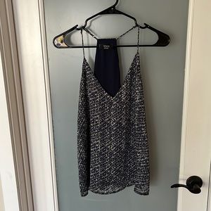 Navy tank top blouse with gold detailing